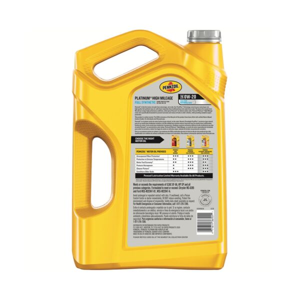 Pennzoil Platinum High Mileage Full Synthetic 0W-20 - Image 2