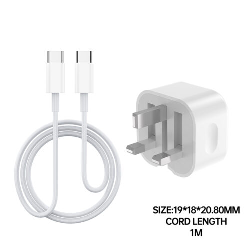 NCC C11S 20W Charger Set (USB-C Charger + C-L Noylon Date Cable 1.2M) | UK Plug Options