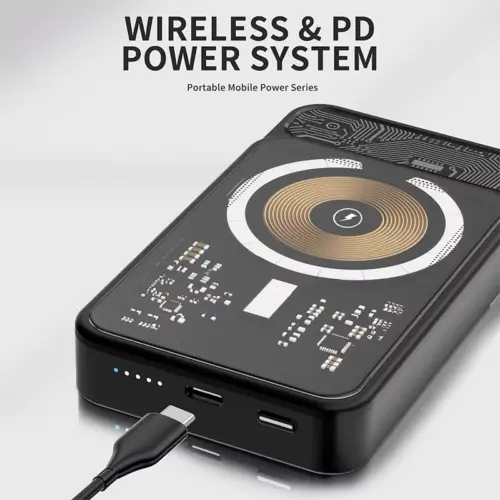 Wholesale Price High Capacity Black 10000mAh Wireless Magnetic Power Bank