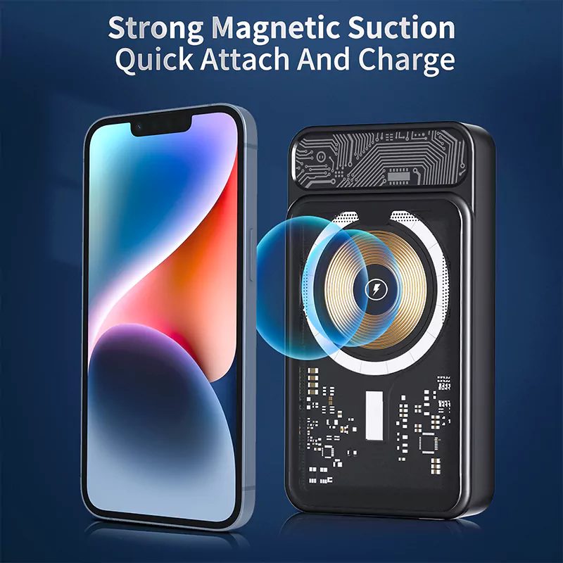 Wholesale Price High Capacity Black 10000mAh Wireless Magnetic Power Bank - Image 5