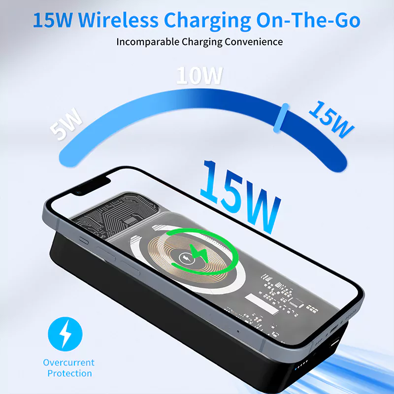 Wholesale Price High Capacity Black 10000mAh Wireless Magnetic Power Bank - Image 4
